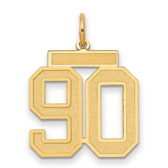 14k Yellow Gold, Jersey Collection, Medium Number 90 Pendant